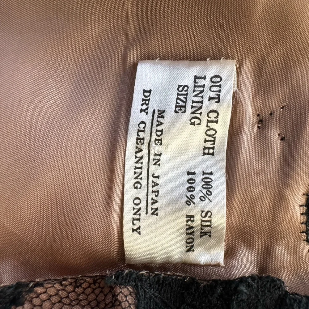 Vintage Hanae Mori Strapless Black Lace Dress over Nude Silk - Picture 4 of 5